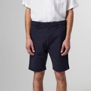 NN07 Crown 1004 Straight-Leg Brushed Organic Cotton Navy Blue Twill Shorts 32